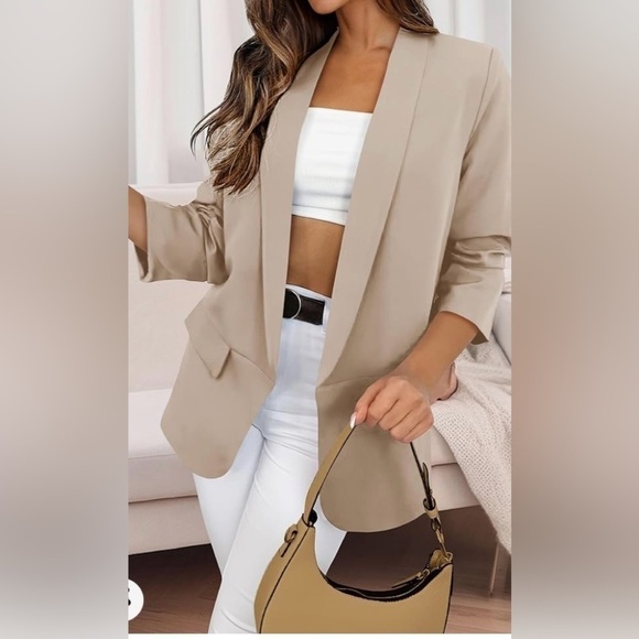 KIRUNDO Blazer Long Sleeve Open Front Work Suit Office Blazer Jacketwith Pockets - Picture 5 of 16